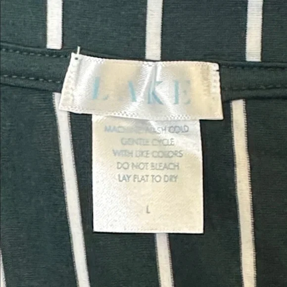 LAKE Dream Modal Kimono Pajama Set in Conifer Stripe L - Picture 6 of 8